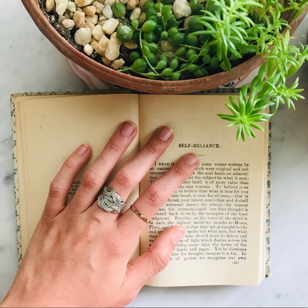 Silver knotted ring